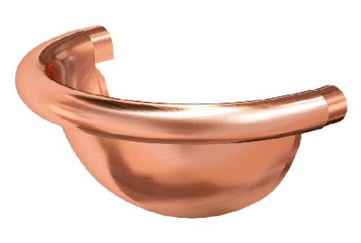 Водосток Aquasistem, система 125x90 - Заглушка желоба полукруглая медная d125мм