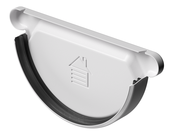 Заглушка желоба D125 Döcke STAL PREMIUM Пломбир, (RAL 9010) купить в Пустошке