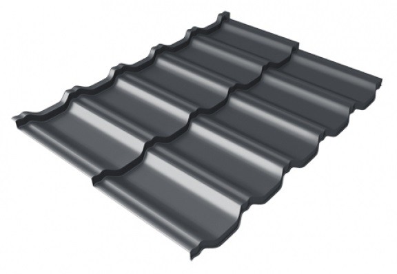 Металлочерепица модульная Квинта Uno Grand Line c 3D резом 0,5 Satin Мatt RAL 7024 мокрый асфальт купить в Пустошке