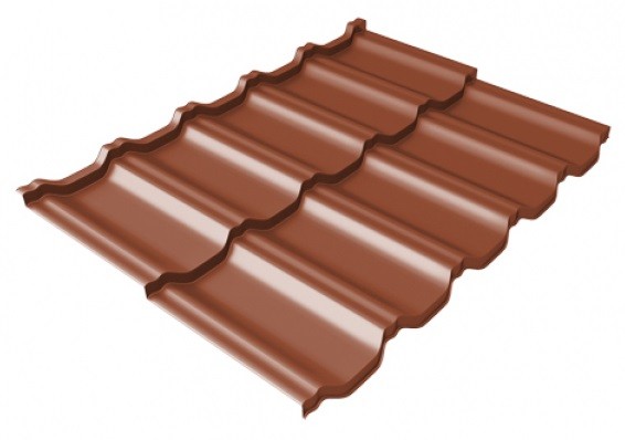 Металлочерепица модульная Квинта Uno Grand Line c 3D резом 0,5 Satin Мatt RAL 8004 терракота купить в Пустошке