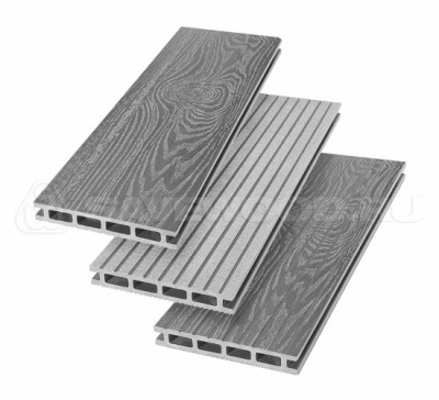 Террасная доска из ДПК SW Carpinus (T) — двухсторонняя пепельный