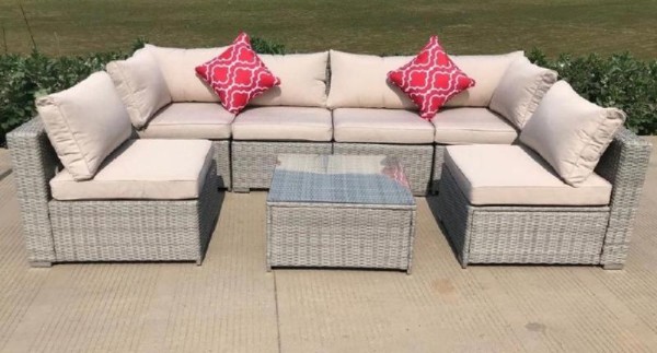 Диван-Трансформер AFINA модульный плетеный из иск. ротанга YR822BgB Grey/Beige купить в Пустошке