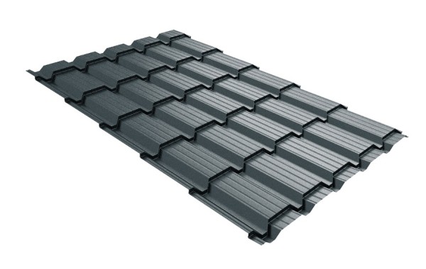 Металлочерепица GL квадро профи 0,5 Velur RAL 7016 антрацитово-серый купить в Пустошке