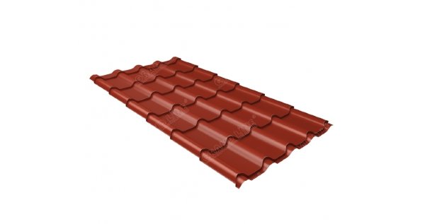 Металлочерепица камея 0,45 PE RAL 3009 оксидно-красный купить в Пустошке