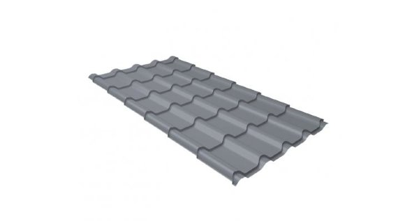 Металлочерепица камея 0,45 PE RAL 9006 бело-алюминиевый купить в Пустошке